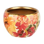 Dekoratief | Theelichthouder 'Splendid Flowers', metaal, 9x9x7cm | A258053