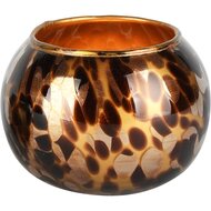 Dekoratief | Theelichthouder 'Brown Cheena', glas, 10x10x13cm | A258118