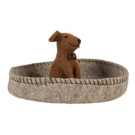 Clayre & Eef | Vilten Hond in Mand Grijs Bruin ø 19x10 cm | 66288