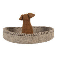 Clayre & Eef | Vilten Hond in Mand Grijs Bruin ø 19x10 cm | 66288