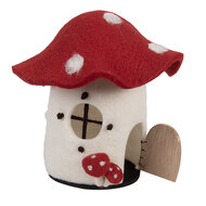 Clayre & Eef | Vilten Huis Wit Rood 20x20x18 cm | 66293