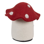 Clayre & Eef | Vilten Huis Wit Rood 20x20x18 cm | 66293