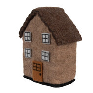 Clayre & Eef | Vilten Huis Bruin Wit 12x7x14 cm | 66297