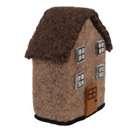 Clayre & Eef | Vilten Huis Bruin Wit 12x7x14 cm | 66297