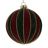 Clayre &amp; Eef   | Kerstbal Rood Groen &oslash; 8x8 cm | 6GL5283