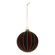 Clayre &amp; Eef   | Kerstbal Rood Groen &oslash; 8x8 cm | 6GL5283