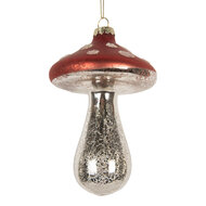 Clayre &amp; Eef   | Kersthanger Rood Zilverkleurig &oslash; 9x13 cm | 6GL5314