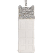 Clayre &amp; Eef   | Decoratie hanger Huisje Wit Zilverkleurig 4x4x11 cm | 6PR5610
