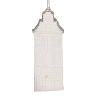Clayre &amp; Eef   | Decoratie hanger Huisje Wit Zilverkleurig 4x4x11 cm | 6PR5610