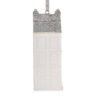 Clayre &amp; Eef   | Decoratie hanger Huisje Wit Zilverkleurig 4x4x11 cm | 6PR5610