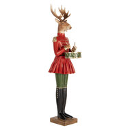 Clayre &amp; Eef   | Decoratie Rendier Bruin Rood 23x19x77 cm | 5PR0189