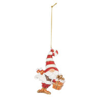 Clayre & Eef | Decoratie hanger kerstman Rood Wit 8x4x10 cm | 6PR5301