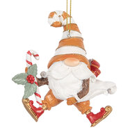 Clayre &amp; Eef   | Decoratie hanger kerstman Oranje Wit 8x4x10 cm | 6PR5302