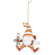 Clayre &amp; Eef   | Decoratie hanger kerstman Oranje Wit 8x4x10 cm | 6PR5302