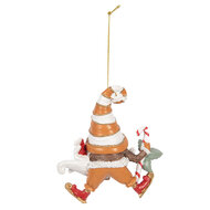 Clayre &amp; Eef   | Decoratie hanger kerstman Oranje Wit 8x4x10 cm | 6PR5302
