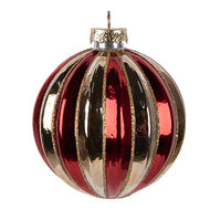 Clayre &amp; Eef   | Kerstbal Goudkleurig Rood &oslash; 8x8 cm | 6GL5135