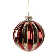 Clayre &amp; Eef   | Kerstbal Goudkleurig Rood &oslash; 8x8 cm | 6GL5135