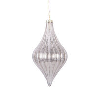 Clayre &amp; Eef   | Kerstbal Zilverkleurig &oslash; 8x15 cm | 6GL5142