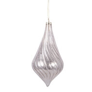 Clayre &amp; Eef   | Kerstbal Zilverkleurig &oslash; 8x17 cm | 6GL5143