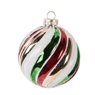 Clayre &amp; Eef   | Kerstbal Meerkleurig &oslash; 8x8 cm | 6GL5174