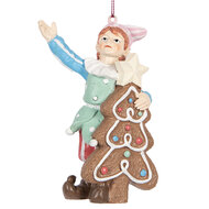 Clayre &amp; Eef   | Decoratie hanger elf Groen Bruin 8x4x11 cm | 6PR5298