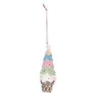 Clayre & Eef | Decoratie hanger taartje Bruin Wit ø 5x13 cm | 6PR5300