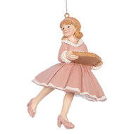 Clayre & Eef | Decoratie hanger Ballerina Roze Beige 7x7x11 cm | 6PR5303