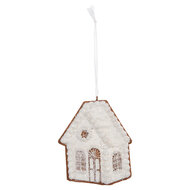 Clayre & Eef | Decoratie hanger huisje Wit Bruin 9x1x10 cm | 6PR5332