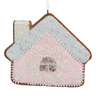 Clayre & Eef | Decoratie hanger huisje Roze Blauw 9x1x8 cm | 6PR5340