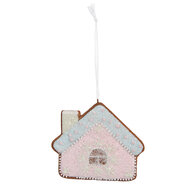 Clayre & Eef | Decoratie hanger huisje Roze Blauw 9x1x8 cm | 6PR5340