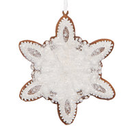 Clayre & Eef | Decoratie hanger Sneeuwvlok Wit Bruin 9x1x10 cm | 6PR5355
