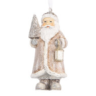 Clayre & Eef | Decoratie hanger kerstman Beige Wit 5x4x9 cm | 6PR5661