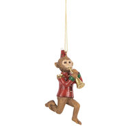 Clayre & Eef | Decoratie Hanger Aap Bruin Rood 7x3x11 cm | 6PR5666