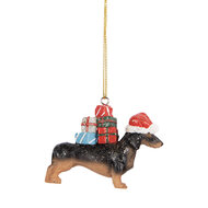 Clayre & Eef | Decoratie hanger Hond Bruin Zwart 7x2x6 cm | 6PR5667