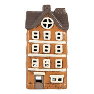 Clayre & Eef | Decoratie Huisje Oranje Grijs 12x10x23 cm | 6CE2202