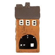Clayre & Eef | Decoratie Huisje Oranje Grijs 12x10x23 cm | 6CE2202
