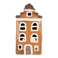 Clayre & Eef | Decoratie Huisje Oranje Grijs 13x10x24 cm | 6CE2203