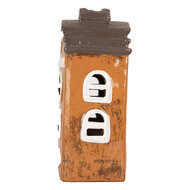 Clayre & Eef | Decoratie Huisje Oranje Grijs 13x10x24 cm | 6CE2203