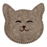 Clayre &amp; Eef   | Vilten schaal Kat Grijs Bruin 15x16x4 cm | 66301