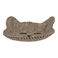 Clayre &amp; Eef   | Vilten schaal Kat Grijs Bruin 15x16x4 cm | 66301