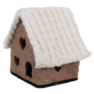 Clayre & Eef | Vilten Huis Bruin Wit 13x10x13 cm | 66306