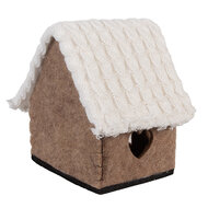Clayre & Eef | Vilten Huis Bruin Wit 13x10x13 cm | 66306