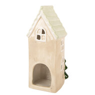 Clayre & Eef | Decoratie Huisje Beige Groen 9x8x20 cm | 6CE2221