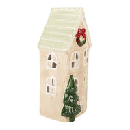 Clayre & Eef | Decoratie Huisje Beige Groen 9x8x20 cm | 6CE2221