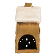 Clayre & Eef | Decoratie Huisje Bruin Beige 8x7x14 cm | 6CE2183