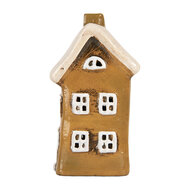 Clayre & Eef | Decoratie Huisje Bruin Beige 8x7x14 cm | 6CE2183