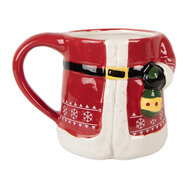 Clayre & Eef | Mok met deksel Rood Wit 15x10x19 cm / 450 ml | 6CEMU0196