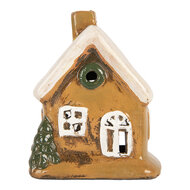 Clayre & Eef | Decoratie Huisje Bruin Beige 9x7x11 cm | 6CE2189
