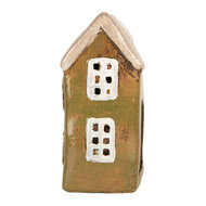 Clayre & Eef | Decoratie Huisje Groen Beige 10x7x14 cm | 6CE2191