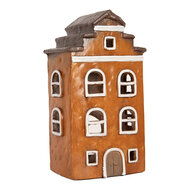 Clayre & Eef | Decoratie Huisje Oranje Grijs 20x15x34 cm | 6MG0124